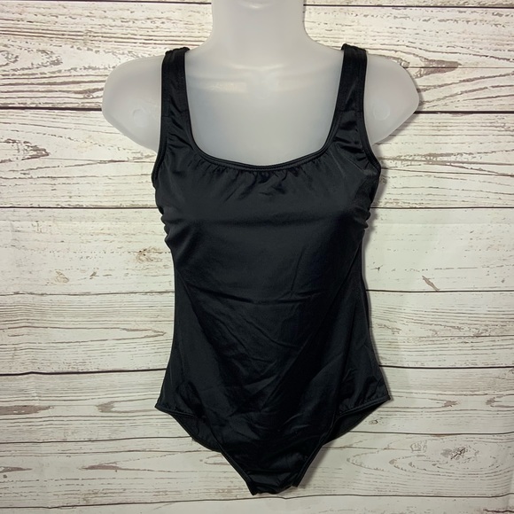 Lands End Black One Piece Bathing Suit Sz 10 - Picture 1 of 5
